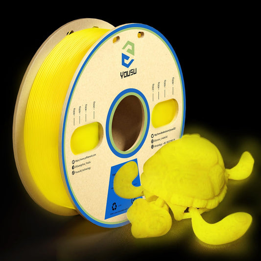 YOUSU 3D Printer Filament 1.75mm PLA Filament Glow in Dark PLA Filament Yellow 3D Printing Filament 1kg(2.2lbs) Spool.