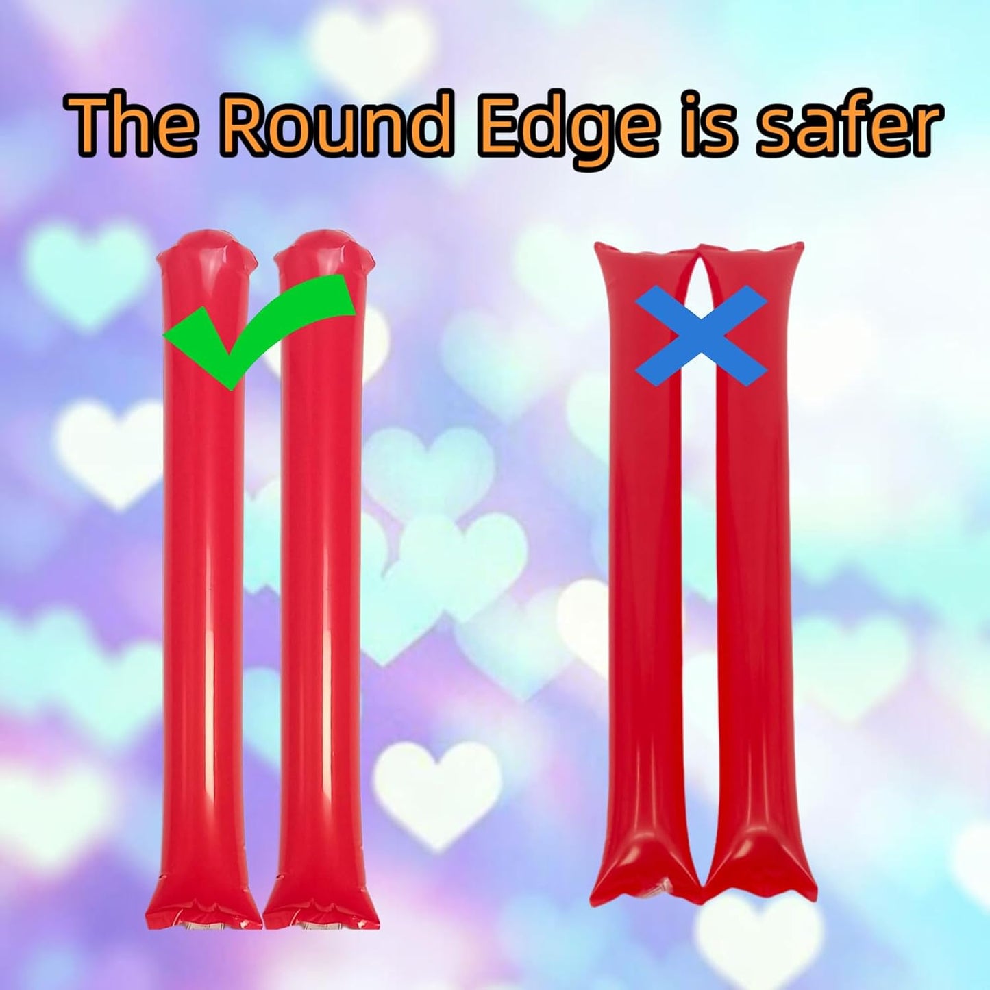 48pcs Round Head Boom Sticks Thunder Sticks Cheering Sticks Team Spirit Plastic Cheerleading Spirit Stick Clapper Inflatable Noise Maker Sports Supply (Red)