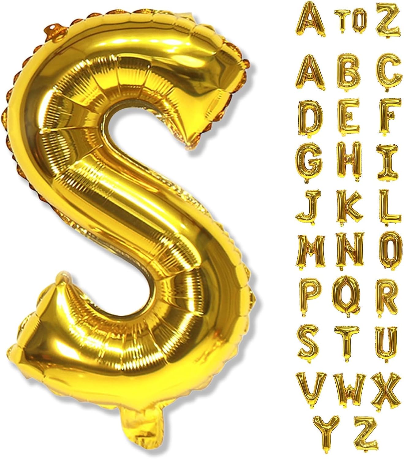 Giant S Alphabet Name Balloon, Gold Self Inflating Custom Letter Balloons Birthday Decor, 40 Inch Helium Mylar Foil Word Balloons Letters for Girls Men Anniversary Party Graduation Decoration Supplies