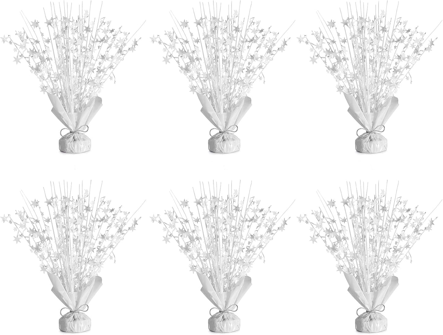 6 Pack Star Table Centerpieces for Party, Birthday Table Decorations for Kids Adults, Party Centerpieces for Tables for Wedding Baby Shower Graduation Holiday Event (White)