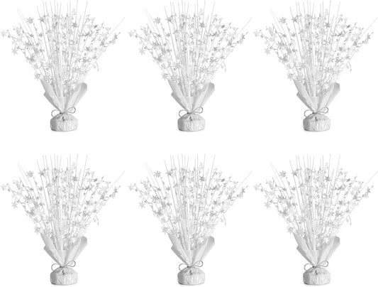 6 Pack Star Table Centerpieces for Party, Birthday Table Decorations for Kids Adults, Party Centerpieces for Tables for Wedding Baby Shower Graduation Holiday Event (White)