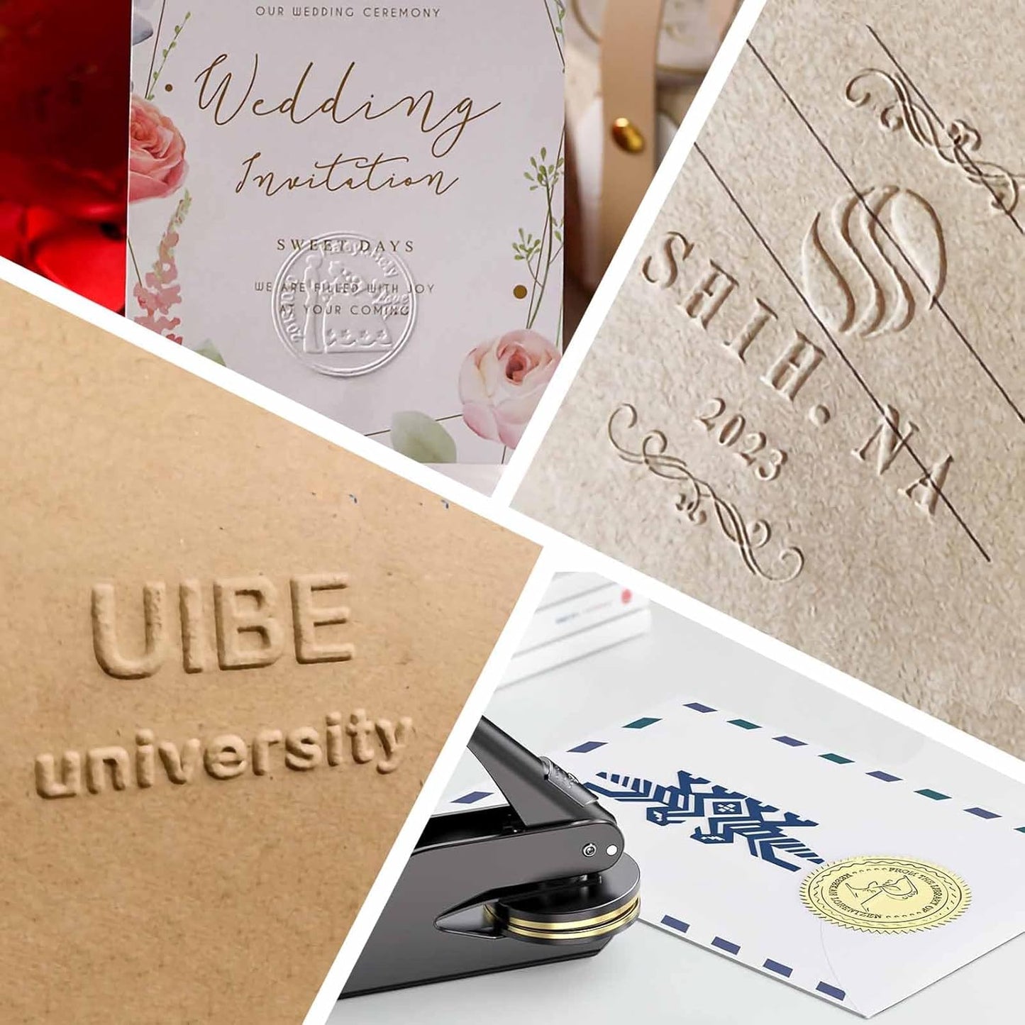 Book Embosser Personalized - Embosser Stamp Custom for Book, Cards, Paper, Napkins, Perfect for Book Lovers, Personal Library and Wedding, A Thoughtful Gift for Any Occasion - Flower 02