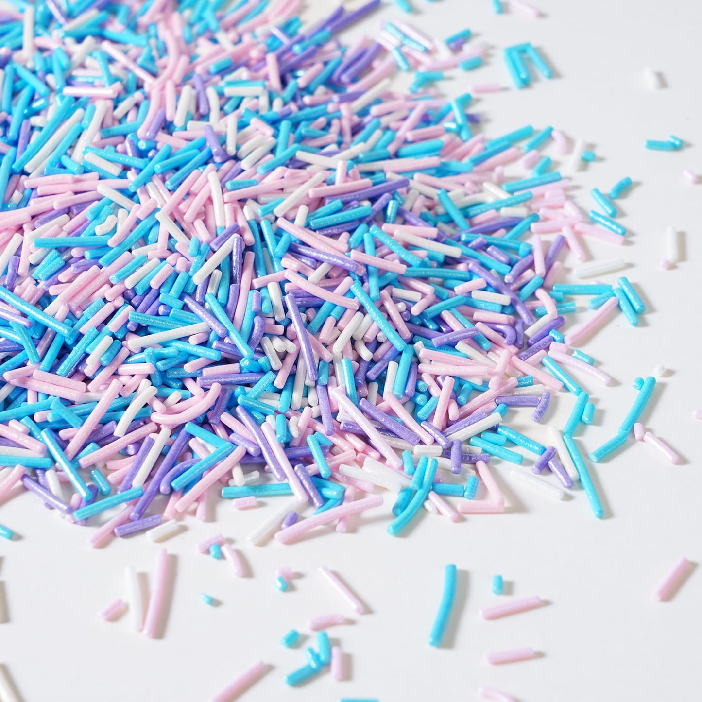 Edible Pastel Sprinkles for Cake Decorating, Jimmies Sprinkles, White, Purple, Pink Blue Sprinkle for Cupcakes, Cookies, Chocolate, Candy, and Ice Cream Topping(120g/4.23oz)