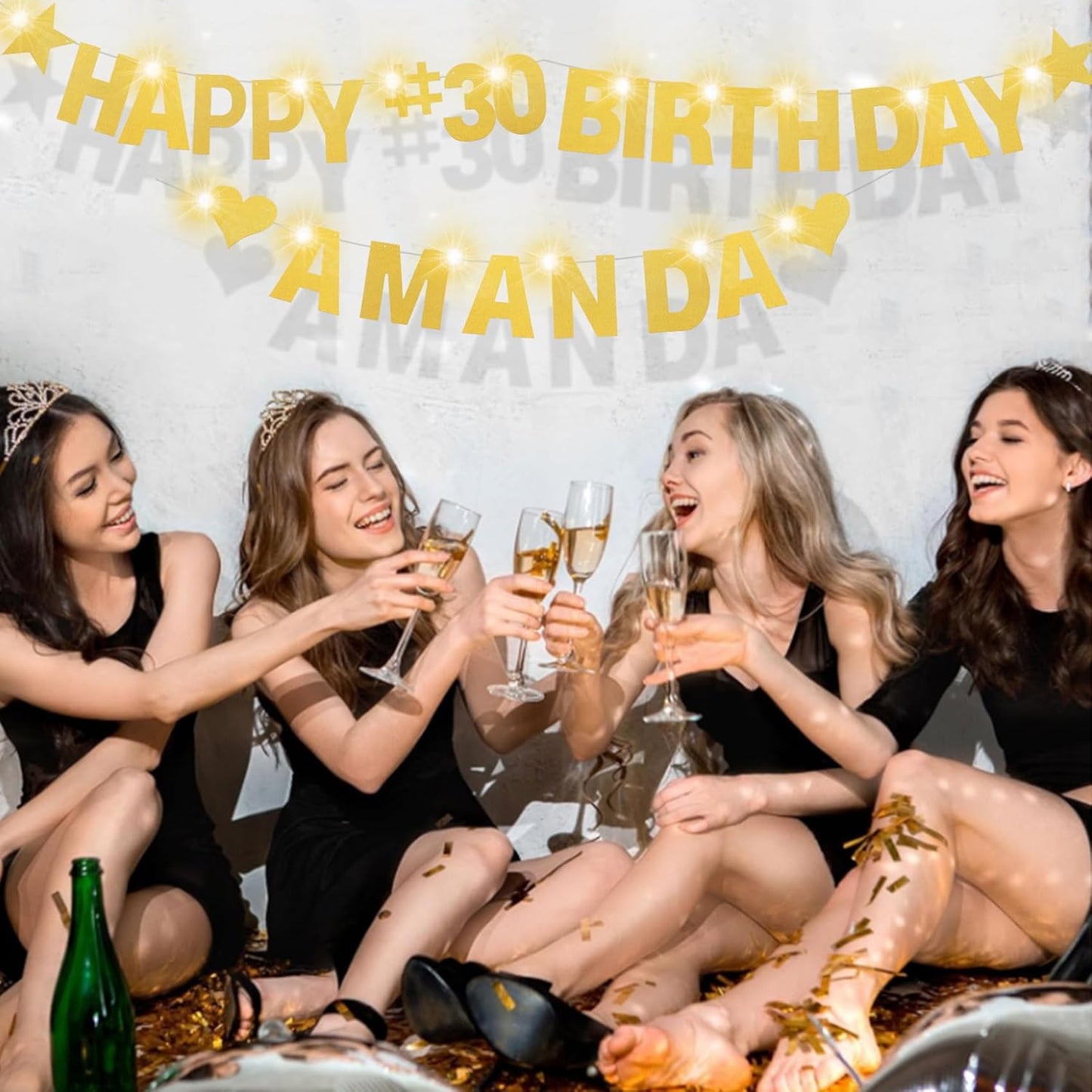 167Pcs DIY Glitter Customizable Banner Kit Custom Banner Happy Birthday Personalized Letter Banners Decor for Christmas Baby Shower Birthday Party Decorations Supplies(Glitter Gold）