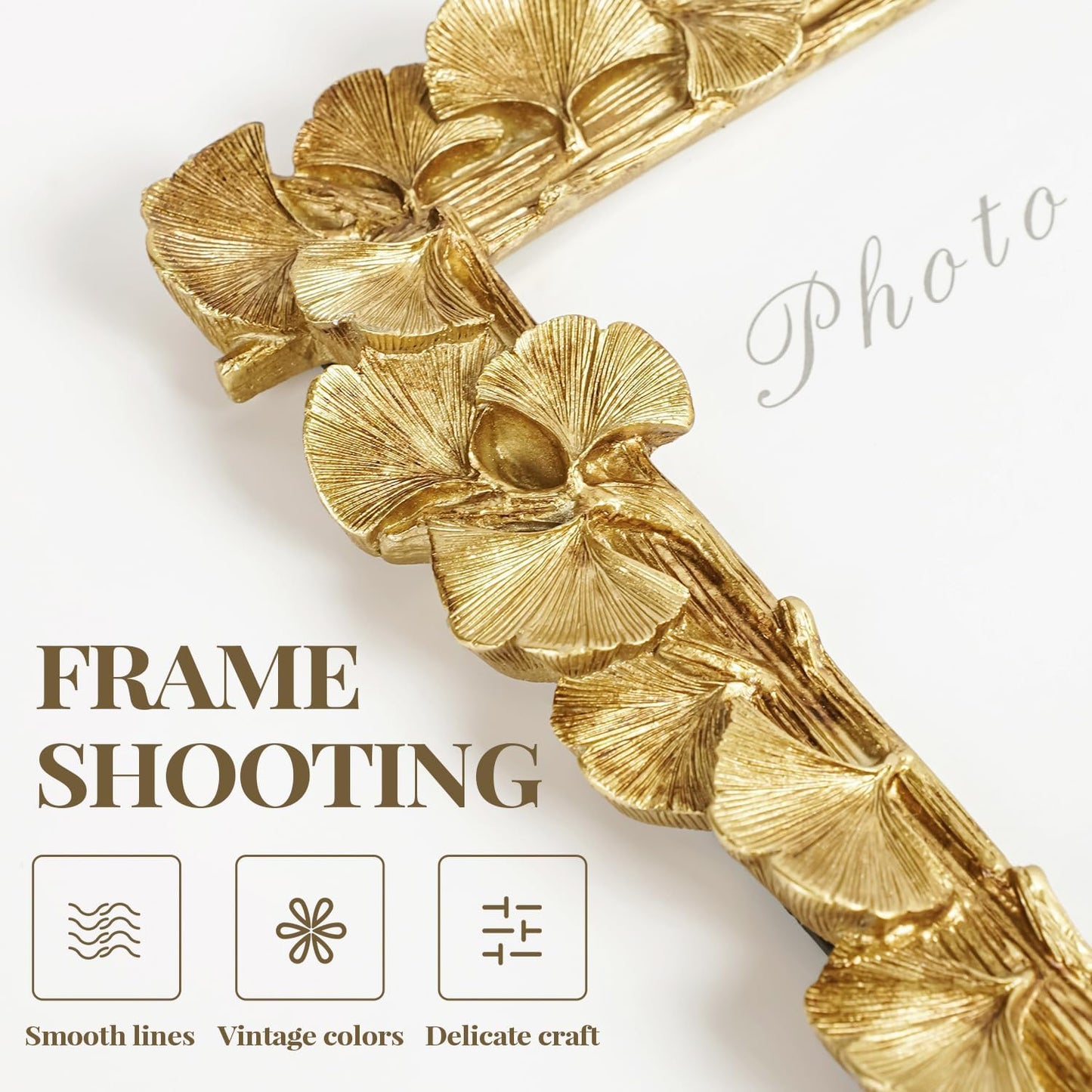 Cuspin Gold Picture Frame 4x6 Vintage Gold Frames, Ornate Leaf Textured Hand-Crafted Resin with Glass Front Antique Photo Frame for Tabletop Display, Retro Design Home Decor