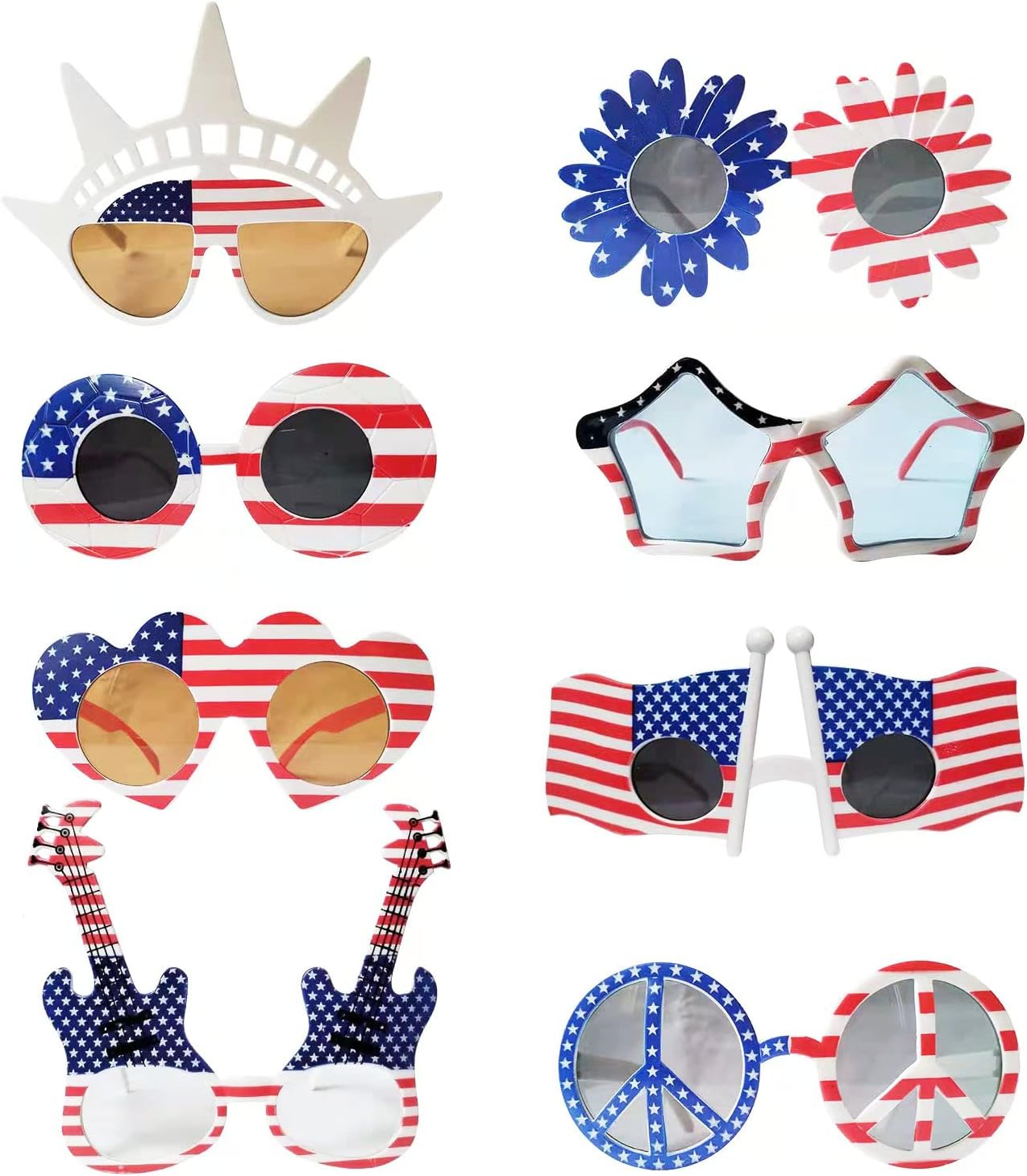 American Flag Glasses 8pcs, Fourth 4th of July Party Accessories, USA Veterans Day decoration Memorial Day Patriotic Party Red White and Blue Photo Booth Props Favor