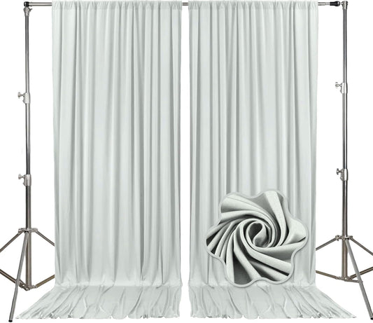 10ft x 10ft Silver Backdrop Curtains for Parties, Fabric Satin Background Curtain with Rod Pockets for Weddings, Birthday, Baby Shower, Photography, Graduation Party Backdrop Drapes, 2 Panels