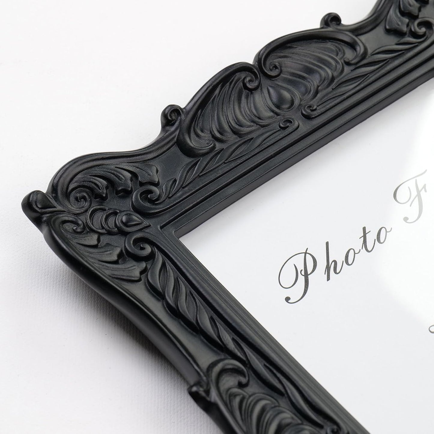 Cuspin 5x7 Black Picture Frame, Vintage Ornate Decorative Hand-Carved Resin Photo Frame with Detailed Design for Tabletop Display or Wall Hanging, Black Home Decor