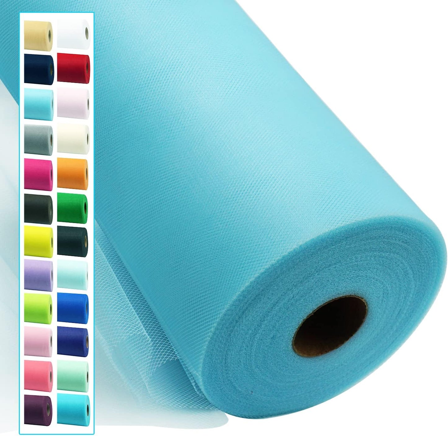 Light Blue Tulle Fabric Rolls 54 Inch by 40 Yards Tulle Bolt Spool for Wedding Decorations DIY Tutu Baby Shower Table Skirt Ceiling Decor Birthday Party Craft Supplies