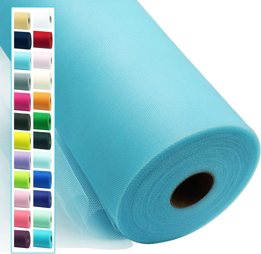 Light Blue Tulle Fabric Rolls 54 Inch by 40 Yards Tulle Bolt Spool for Wedding Decorations DIY Tutu Baby Shower Table Skirt Ceiling Decor Birthday Party Craft Supplies