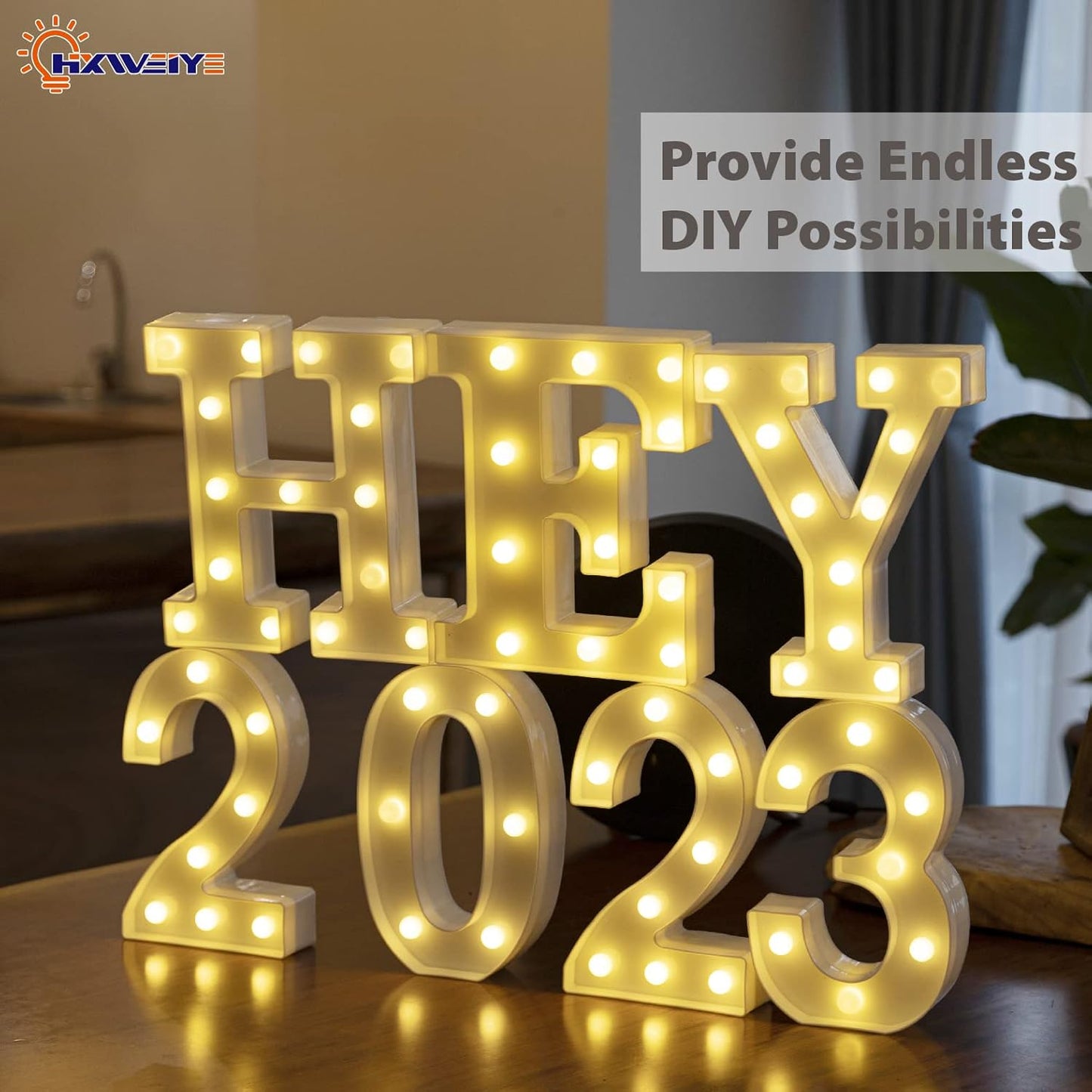 HXWEIYE Light Up Numbers-3, LED Marquee Number Lights Sign 26 Alphabet and 10 Number for Party Bar Birthday, Light Up Letters Battery Powered Warm White Christmas Decoration Numbers Lights