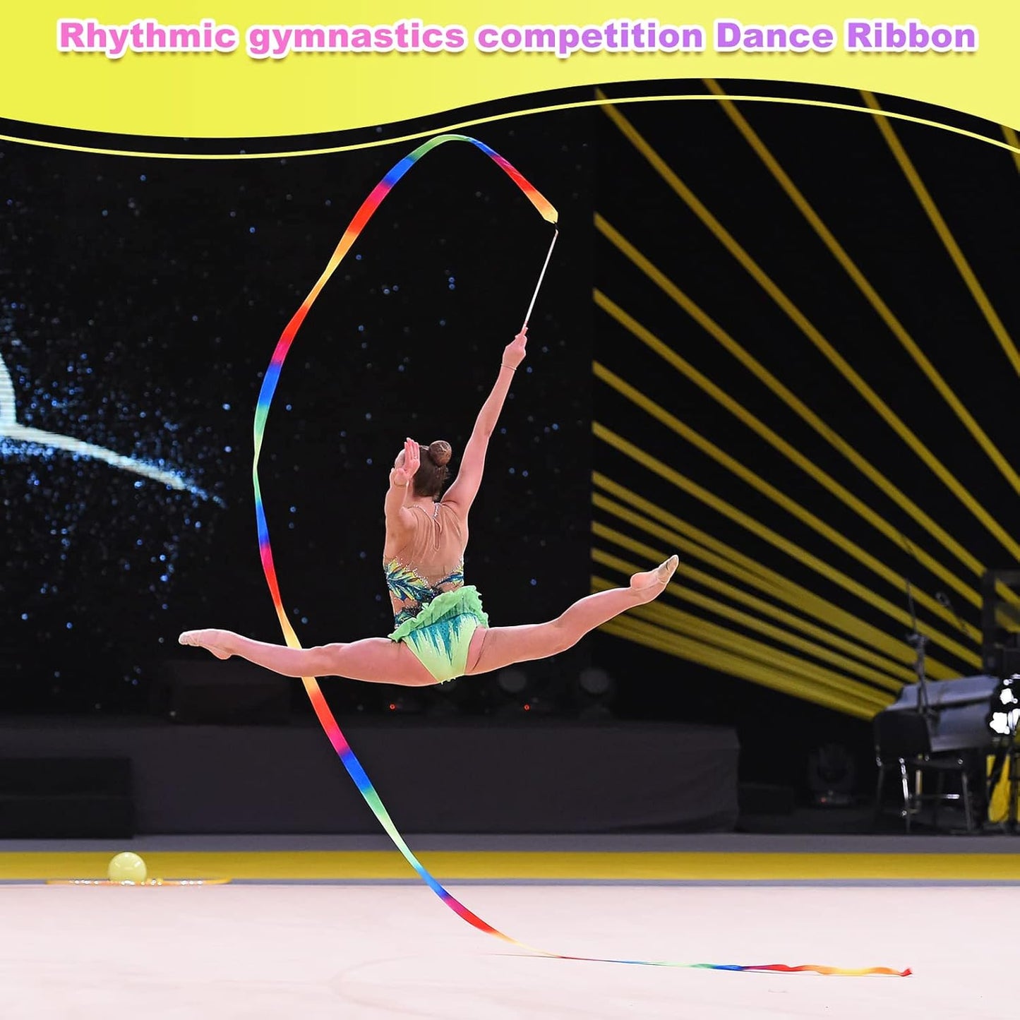 Yilloog Ribbon Dancing Wands Party Favors, 78.7 Inch Gymnastics Ribbon Streamers Rainbow Artistic Ribbon Dancer Twirling Wands, Rainbow Birthday Decorations, Girls Party Games