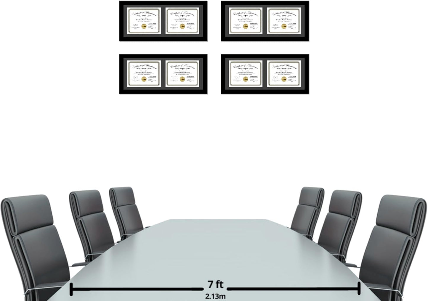 Creative Picture Frames 8X18Bk-B Black Horizontal Double Diploma Frame With 2 Opening Black Matting | Holds 2-6X8-Inch Documents With Installed Wall Hanger