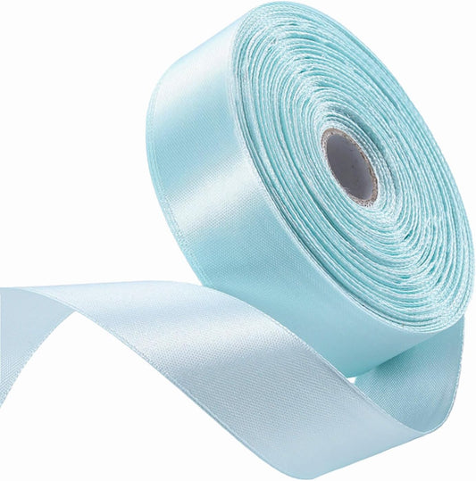 1" x 50 Yards Light Blue Satin Ribbon Single Faced Fabric Ribbons for Gift Wrapping, Crafting, Bows Making, Flower Bouquet, Wedding, Home Decor