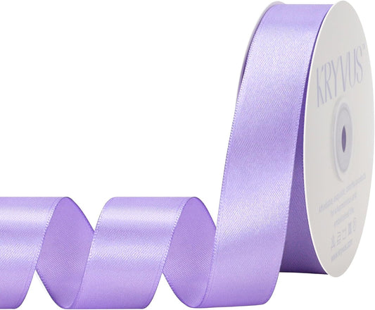 Light Purple Satin Ribbon 1 inch X Continuous 50 Yards, Single Face Polyester Ribbon Perfect for Gift Wrapping, Flower Bouquet, Wedding Decor, Crafts, Bow Making, Sewing and More