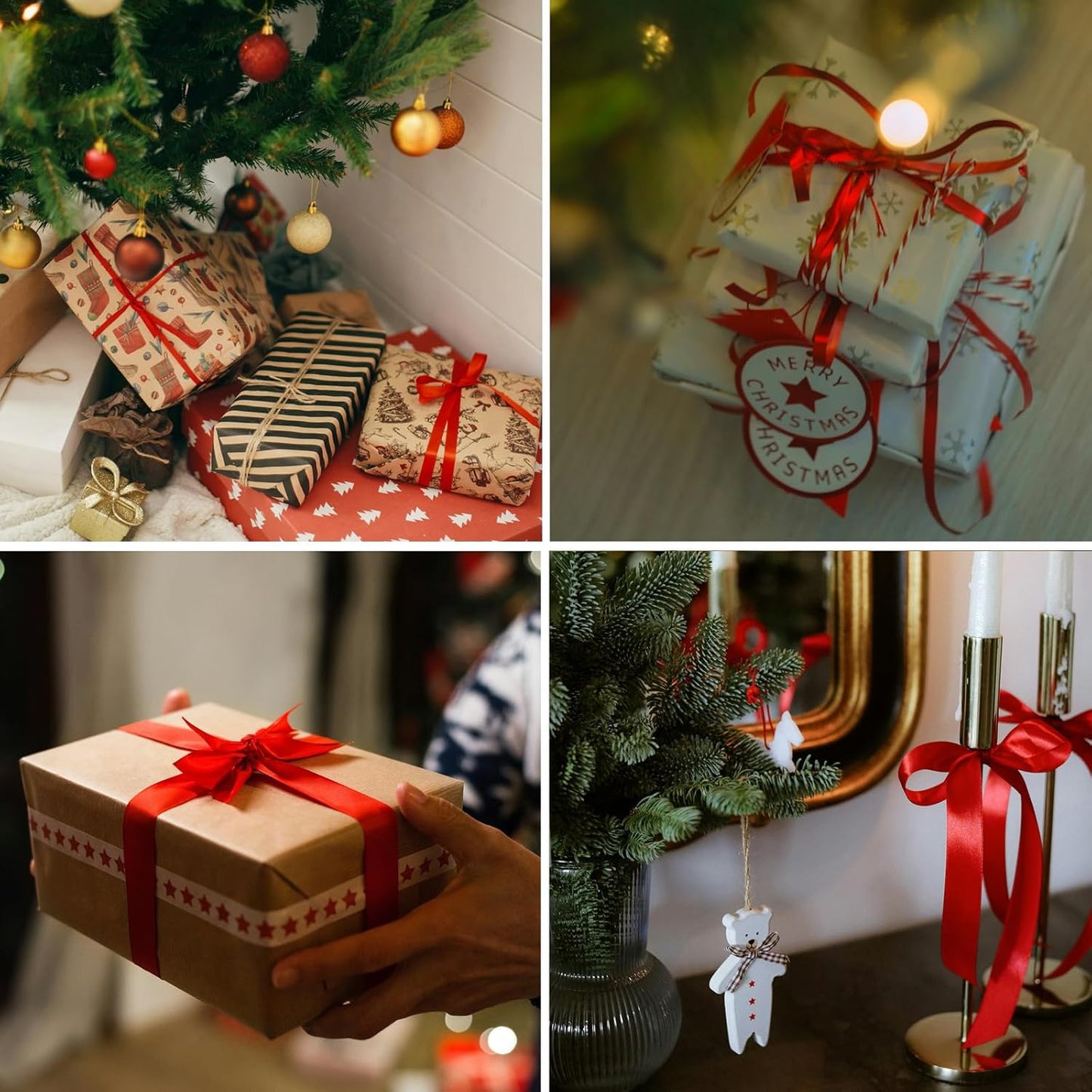 5/8" x 50 Yards Red Satin Ribbon Single Faced Fabric Ribbons for Gift Wrapping, Crafting, Bows Making, Sewing, Wedding, Home Decor