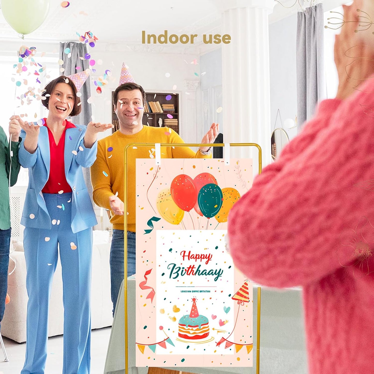 Wedding Sign Holder, Adjustable Welcome Sign Stand w/ Leather Hanging Strap, Satin Ribbon & Carry-on Bag, Heavy Duty Easel Stand for Wedding Seating Chart, Display & Poster (Gold)