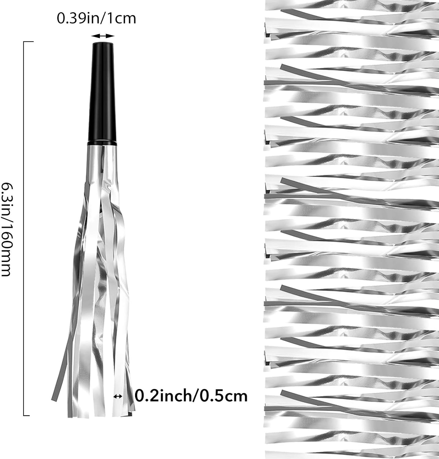 200 Pcs Party Blowers Noise Makers Party Horns Blowout Clappers Noisemakers for Halloween Christmas Birthday Sporting Party New Year's Eve Party Supplies 2025(Black Silver)