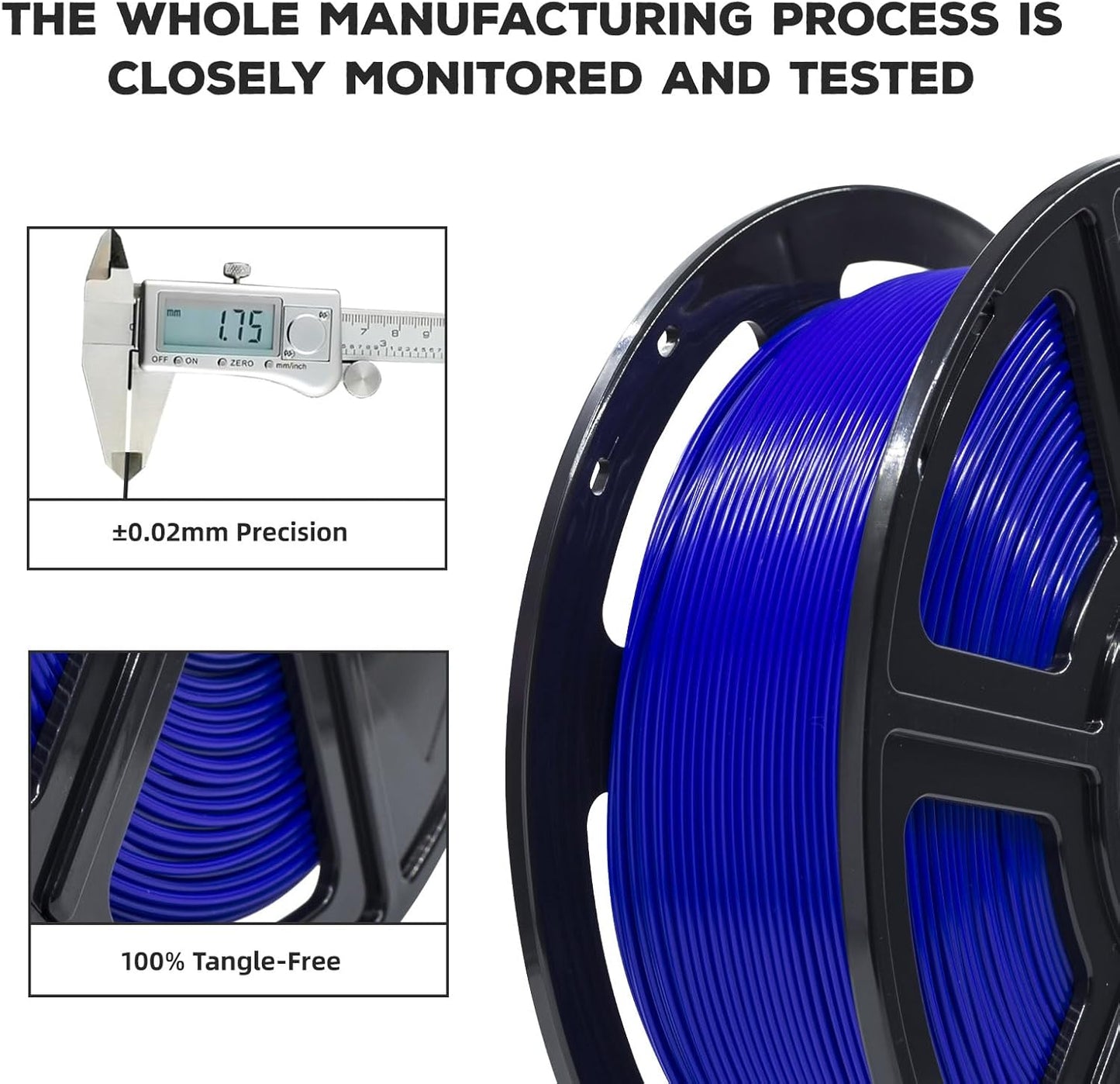 FLASHFORGE PLA Filament 1.75mm, 3D Printer Filament 1kg (2.2lbs) Spool, Dimensional Accuracy +/- 0.02mm, 3D Printing Filament Easy to Use and Fits for Most FDM 3D Printers (Blue)