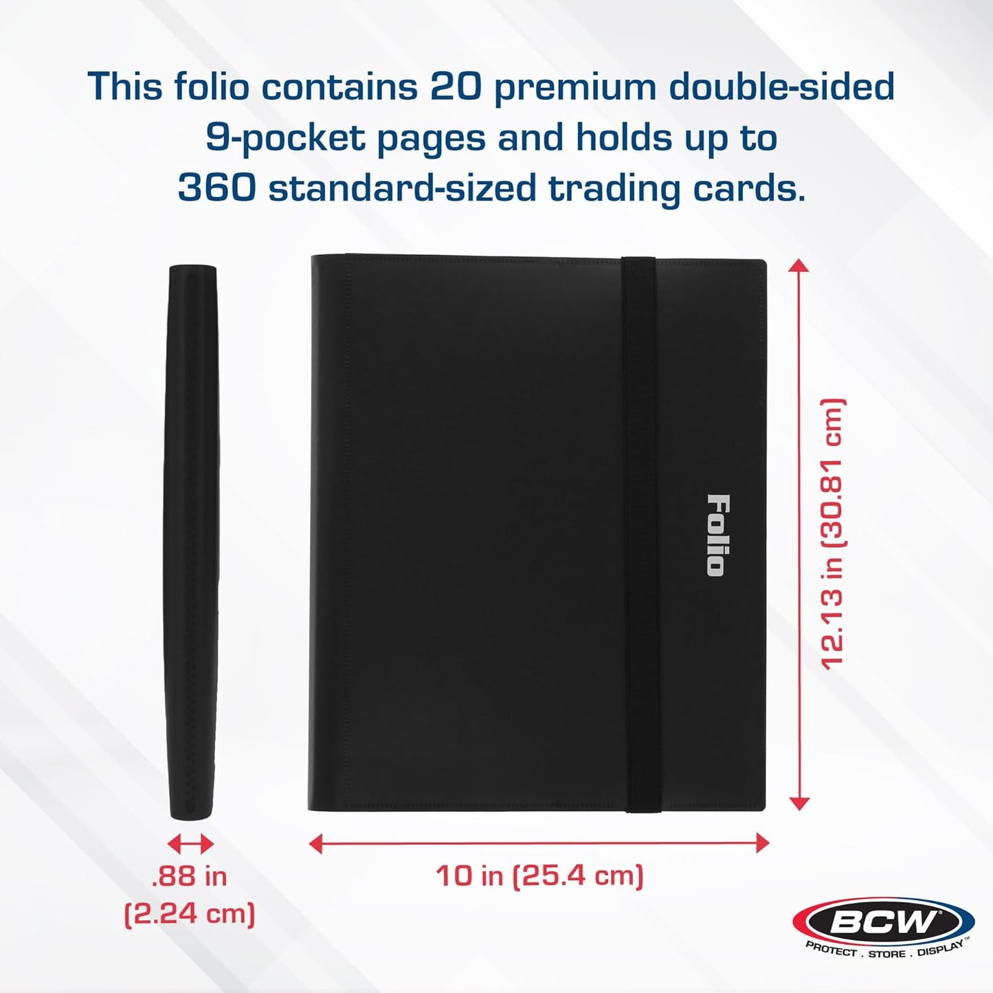 BCW Basics Folio 9-Pocket Card Album - Black | Archival Safe, Side-Loading Binder | Premium Storage Solution for Trading Cards, Sports Cards, and More | 360-Card Capacity