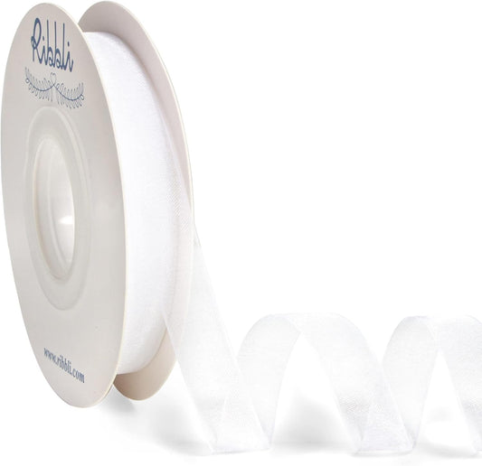 Ribbli White Organza Ribbon,1/2 Inches x Continuous 50 Yard,White Sheer Ribbon for Gift Wrapping,Cookie Wrapping,Wedding Decoration,All Crafting and Sewing