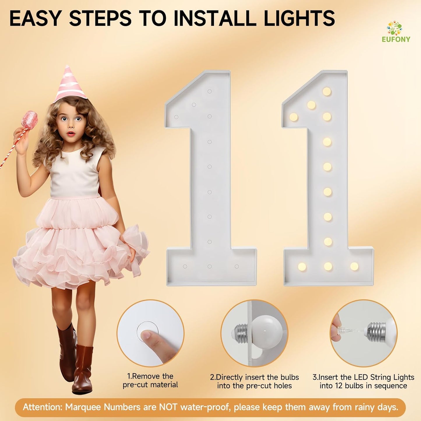 4FT Marquee Numbers, Large Light Up Numbers 0 for 10th 20th 30th Birthday Party Decorations, Big Light Up Number for 2025 Graduation Prom, 4 Feet Cardboard Number 0 with LED Lights DIY Kit