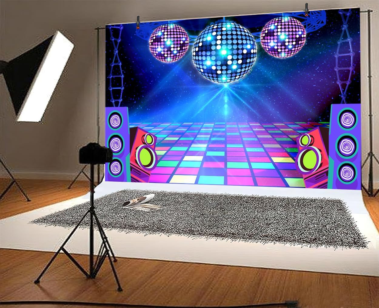 Disco Backdrop 7 x 5 ft Retro Glow Party 70s 80s 90s Theme Stage Dance Background Disco Party Decoration Disco Ball Banner Dance Backdrop for Birthday Party Prom Portrait Photo Props Polyester, Red