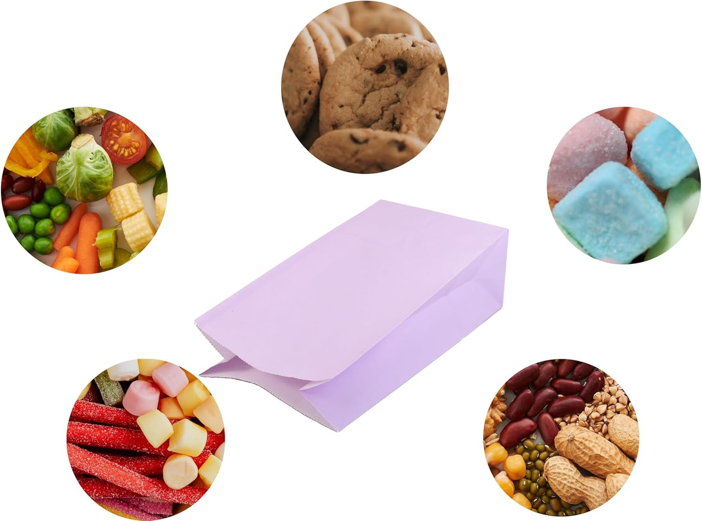 30-Pack Purple Party Favor Paper Bags,9'' Wrapped Treat, Goodie,Candy, Paper Lunch Bags for Birthday Party, Babyshower,School Activitities