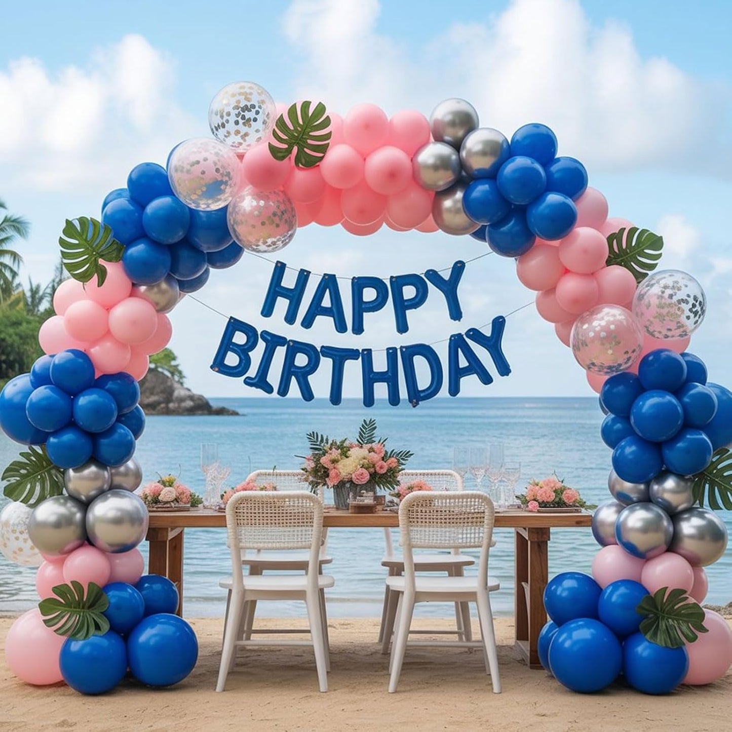 Paready Pink and Blue Balloon Set - 50Pcs 12 Inch Pastel Confetti, Royal and Metallic Balloons for Kids Girls Birthday, Baby Shower, Gender Reveal Supplies