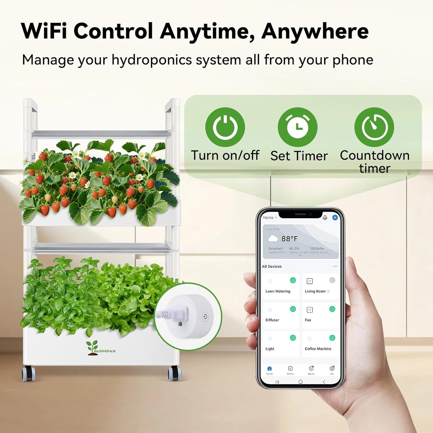 BAOSHISHAN Vertical Hydroponics Growing System Kit, 28 Pods Indoor Gardening System with LED Grow Light, Hydroponic Garden for Vegetable Herb Fruit, WiFi Smart Plug & Auto Circulating Water