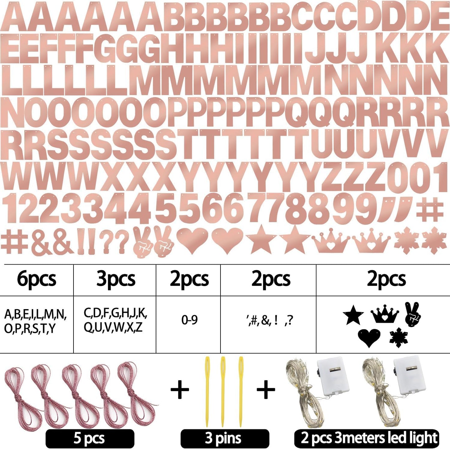 167Pcs DIY Glitter Customizable Banner Kit Happy Birthday Custom Letters Banner Happy New Year Personalized Banners Decor Christmas Baby Shower Birthday Party Decorations Supplies(Shiny Rose Gold)