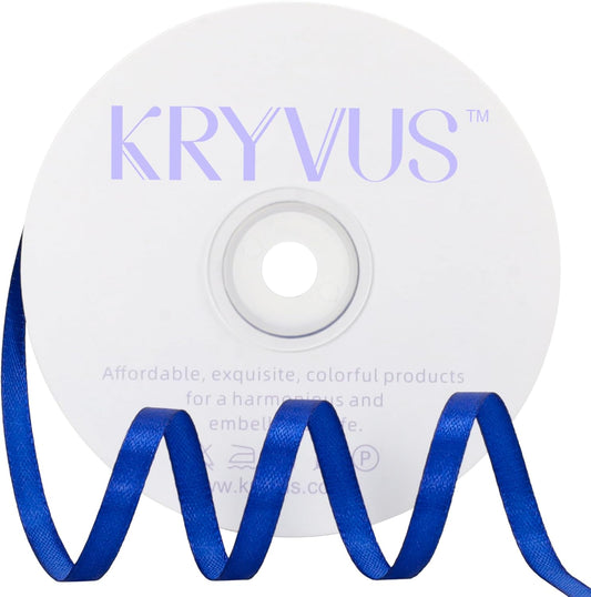 Royal Blue Satin Ribbon 1/4 inch X Continuous 50 Yards, Single Face Polyester Ribbon Perfect for Gift Wrapping, Flower Bouquet, Wedding Decor, Crafts, Bow Making, Sewing and More