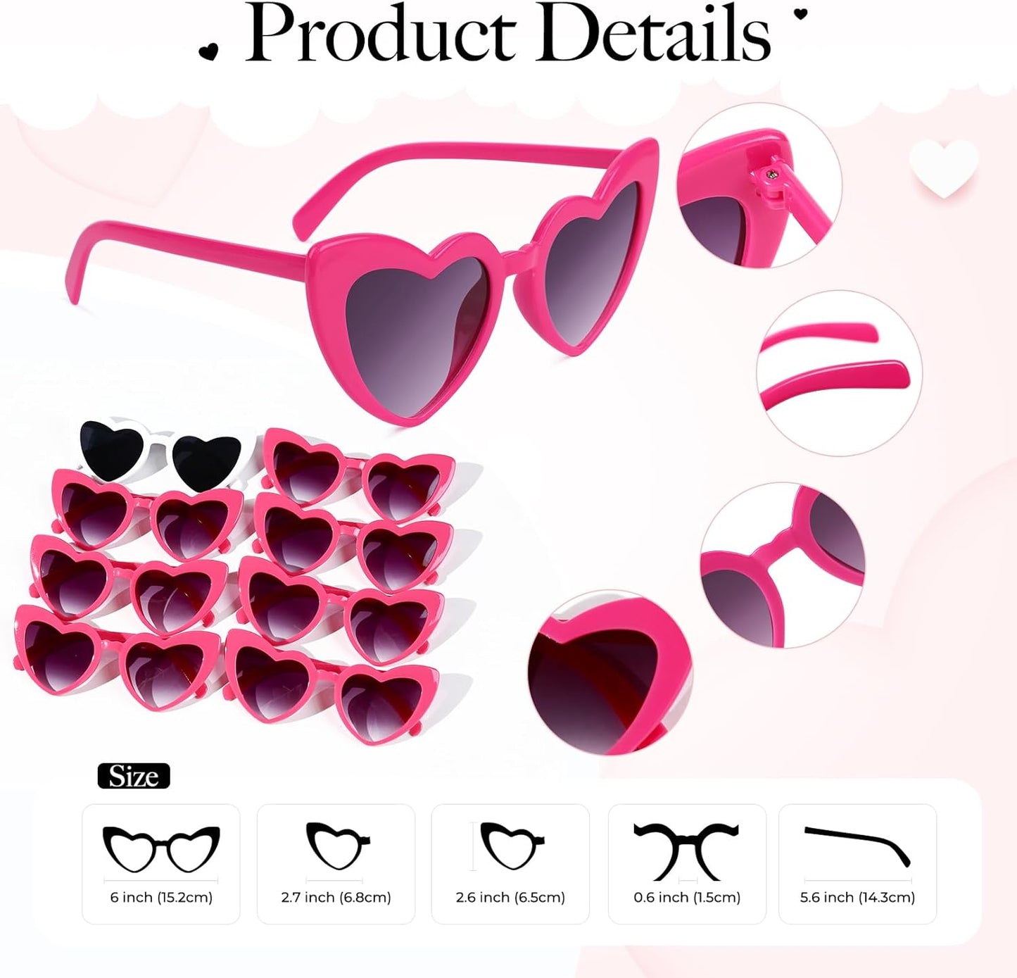 YOGFIT Heart Sunglasses for Women Fashion Classic Love Eye Protection Sunglasses Vintage Cute Heart Sunglasses