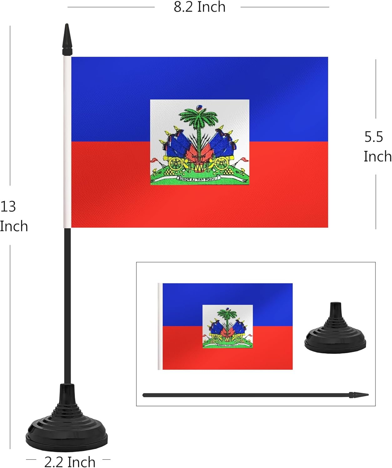 12 Pack Haiti Desk Flag Set, Haitian Table Office Flag, Small Miniature Desktop Flag With Black Pole and Black Base, Classroom, Offices Meeting Desk Decoration (Haiti)
