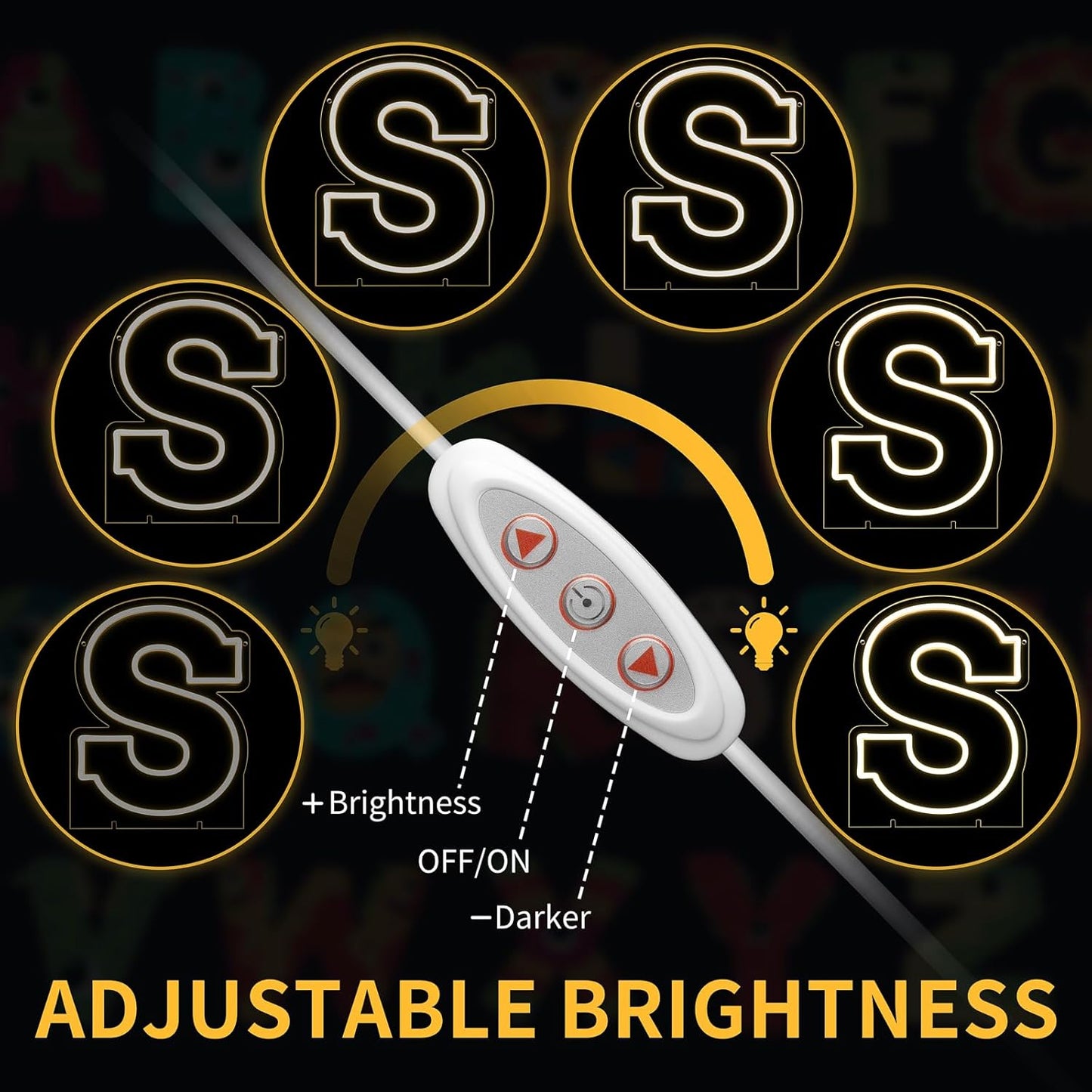 Light Up Letters S, Led Marquee Letter Lights Neon Sign, 13.9" Height Decorative Lighted Alphabet Number, Battery/USB Powered Led Letters Lights for Wedding, Birthday, Party, Christmas or Home Decor