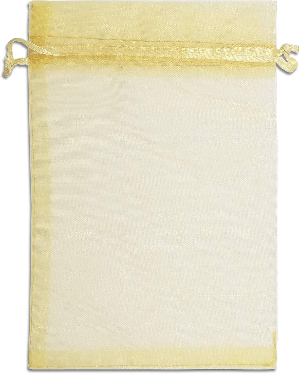 TheDisplayGuys 100-Pack 3x4 Gold Sheer Organza Gift Bags with Drawstring, Jewelry Candy Treat Wedding Party Favors Mesh Pouch