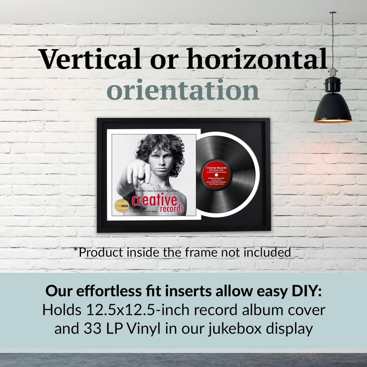 Creative Picture Frames 16" x 24" Jukebox Vinyl Frame Display with Double Black-White Matting, LP Record Album Frame for Wall Decor, Black/White, 1 Count