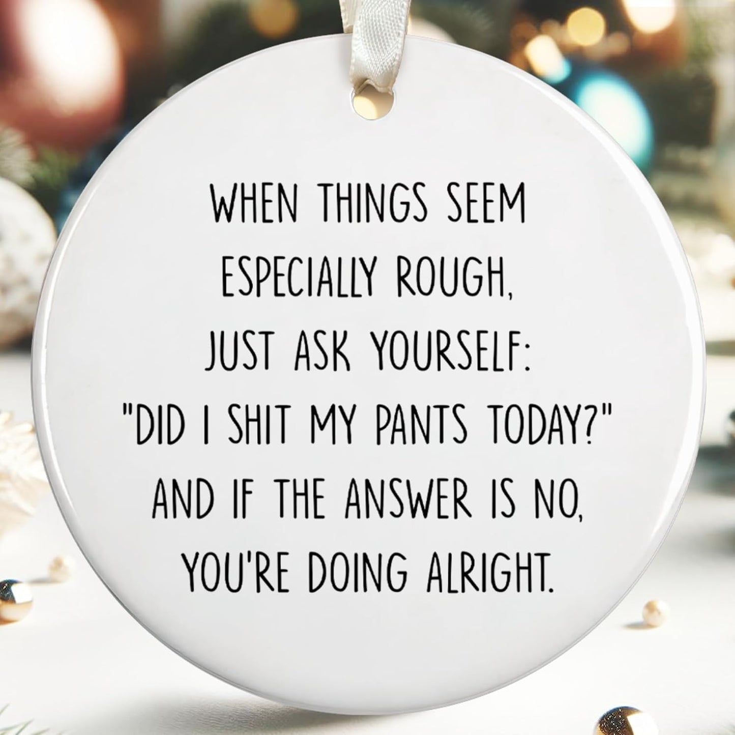 Pawzity Funny Christmas Ornaments - Funny Gifts for Xmas - Christmas Keepsake for Women, Men, Friends, Coworkers - Ceramic Ornament