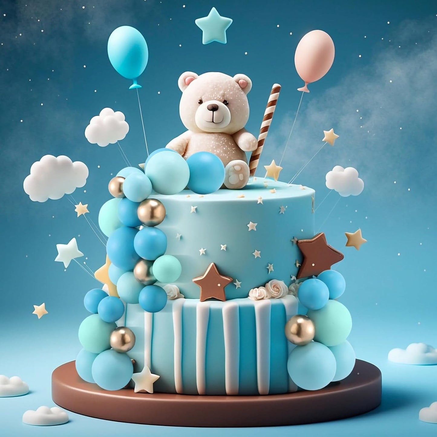 Tondiamo 108 Pcs Balls Cake Topper DIY Cupcake Insert Foam Balloons for Cake Baking Wedding Anniversary Birthday Decoration (Blue Gold,Multi Sizes)