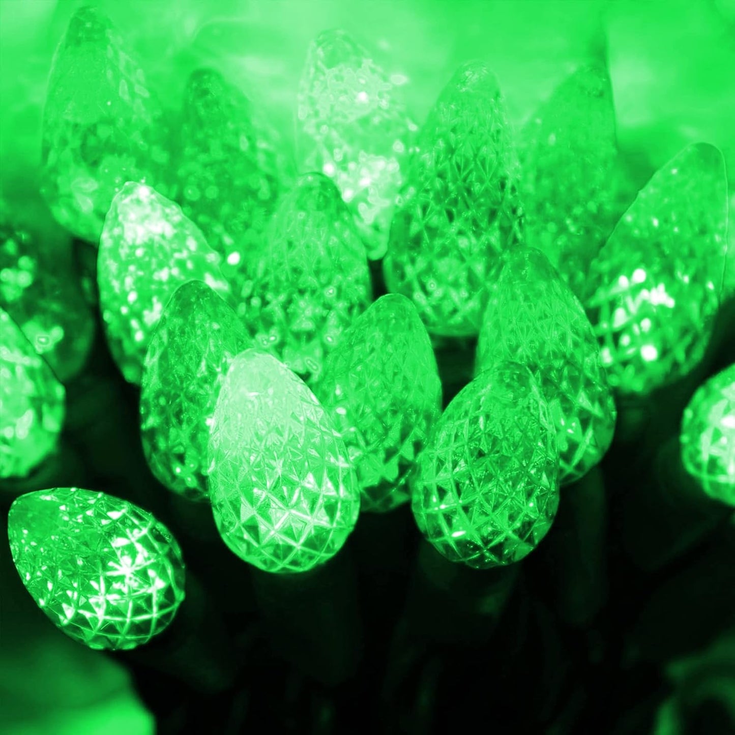 Dazzle Bright C6 Green Christmas Lights, 100 LED 33 FT Outdoor Christmas Lights Waterproof Plug in with 8 Modes for Indoor Xmas Tree Decorations