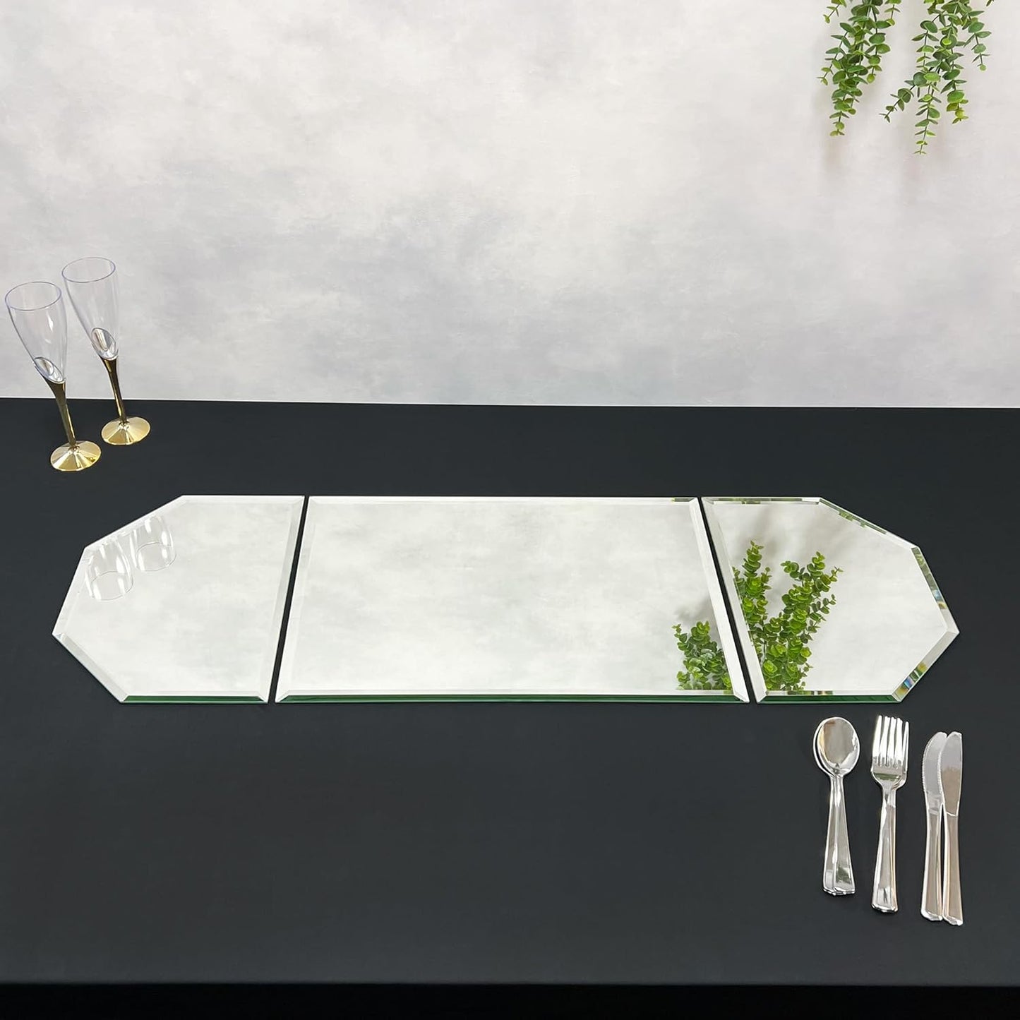 Plymor 36" x 12" Runner Set, 5mm Thick Beveled Glass Mirror, Pack of 2