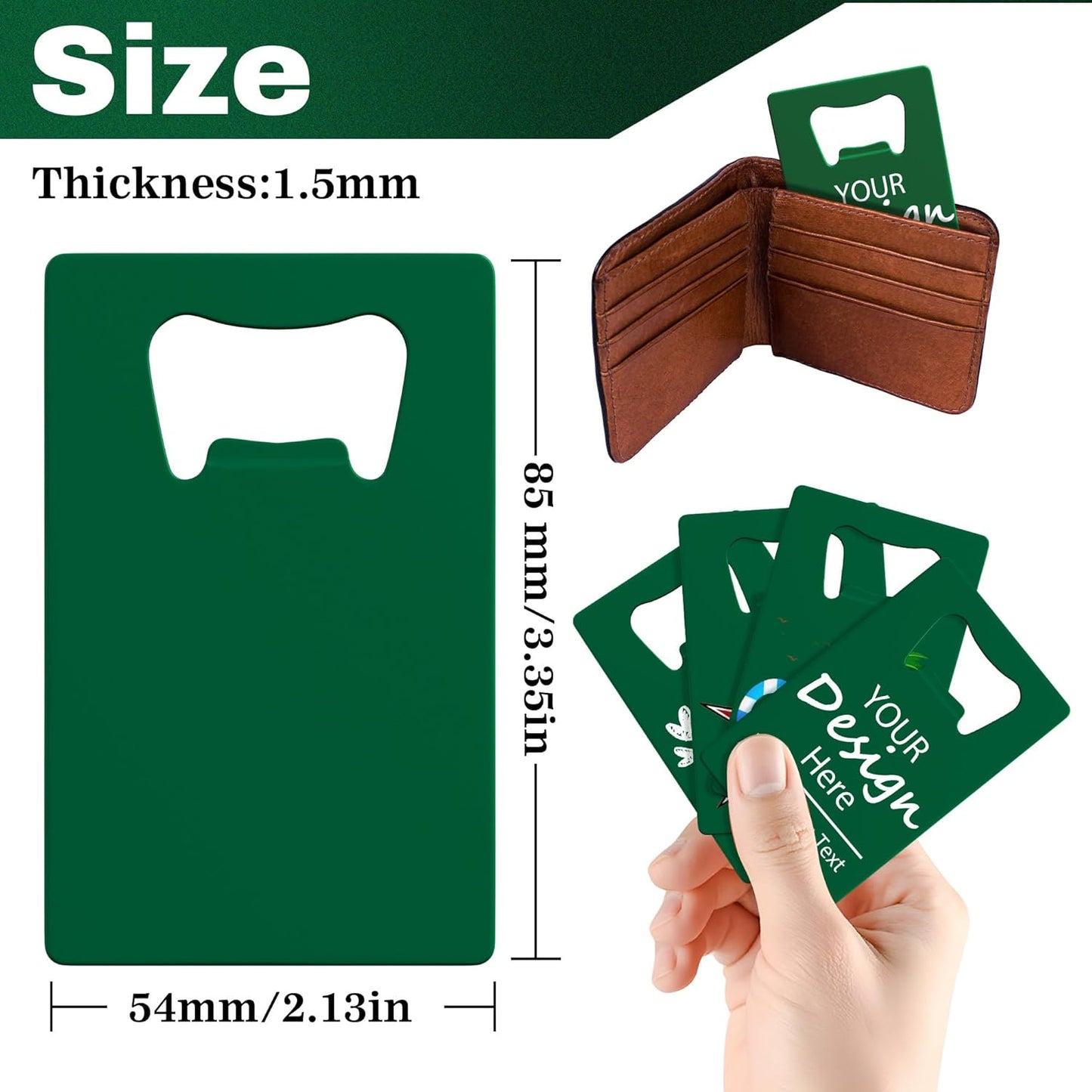 Personalized Credit Card Bottle Opener, Custom Stainless Steel Beer Bottle Opener, Upload Your Name/LOGO/Text, for Wedding Favors, Brewery, Bar, Anniversaries, Party (Green)