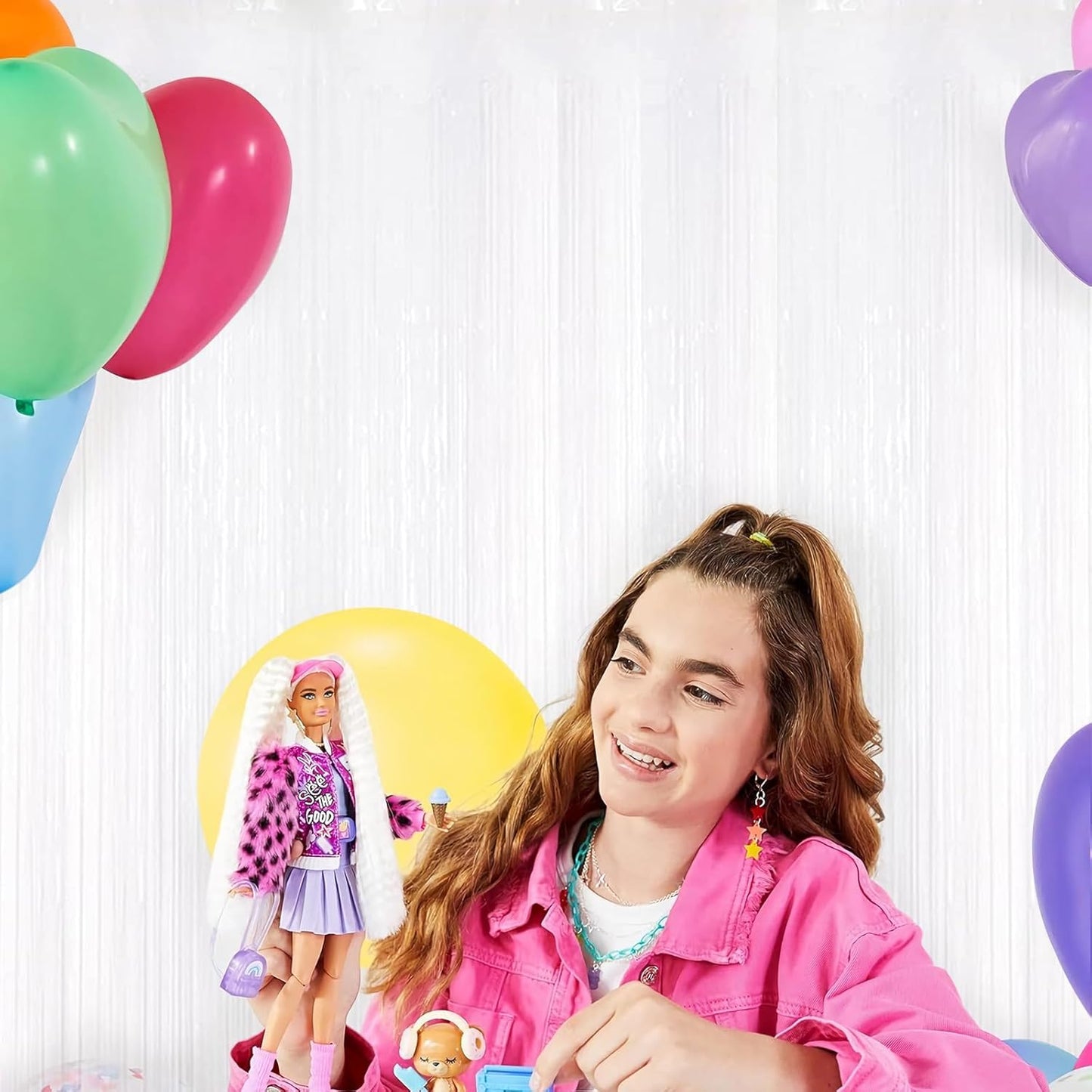 10 Pack White Foil Curtain Backdrop 3.2ft x 9.8ft Black Metallic Tinsel Foil Fringe Curtains Streamer Photo Booth Backdrop for Birthday Party Engagement Bachelorette Party Decorations (White)