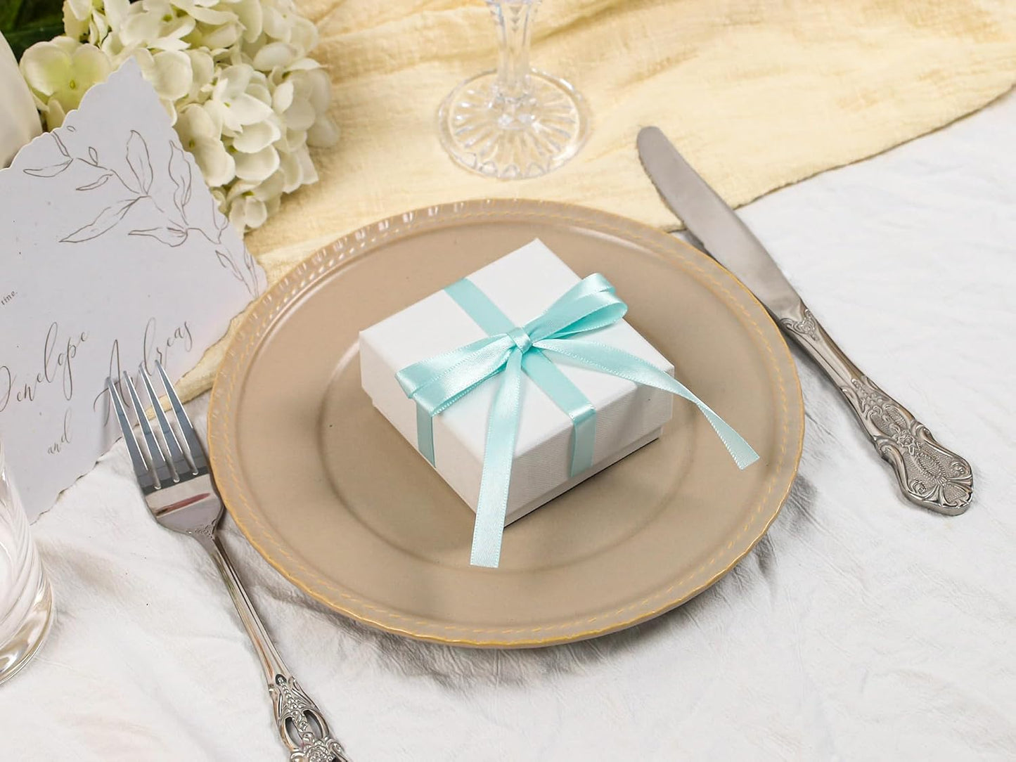 Light Blue Satin Ribbon 3/8 inch X Continuous 100 Yards, Single Face Polyester Ribbon Perfect for Gift Wrapping, Flower Bouquet, Wedding Decor, Crafts, Bow Making, Sewing and More