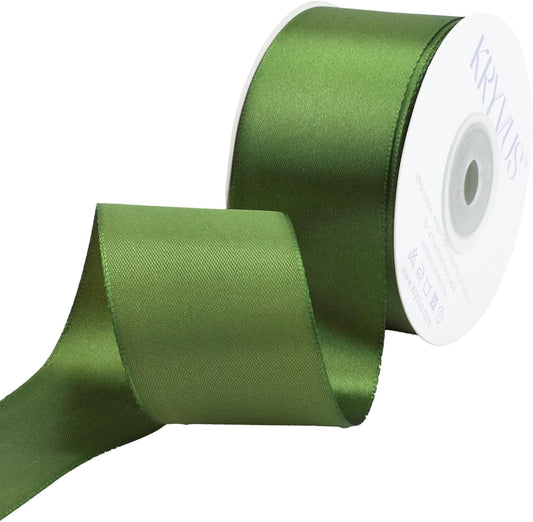 Olive Green Satin Ribbon 1-1/2 inch X Continuous 25 Yards, Single Face Polyester Ribbon Perfect for Gift Wrapping, Flower Bouquet, Wedding Decor, Crafts, Bow Making, Sewing and More