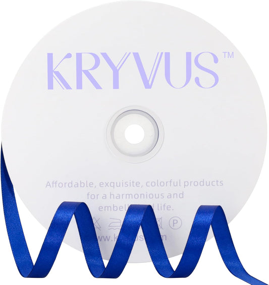 Royal Blue Satin Ribbon 3/8 inch X Continuous 100 Yards, Single Face Polyester Ribbon Perfect for Gift Wrapping, Flower Bouquet, Wedding Decor, Crafts, Bow Making, Sewing and More