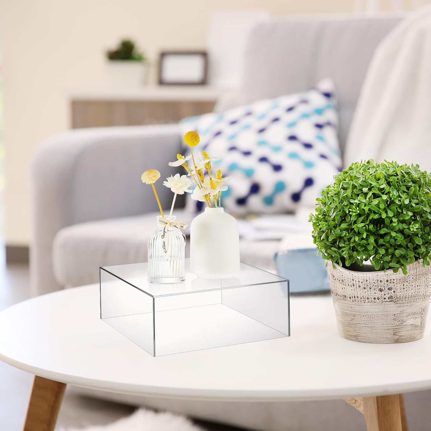 Leinuosen 7 Pcs Large Buffet Risers Set 6" to 12" Acrylic Display Box Catering Dessert Table Riser Food Display Decorative Stand with Hollow Bottom for Catering Supplies(Clear, Square)