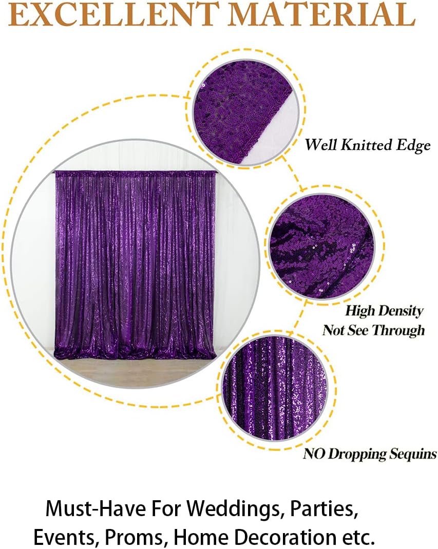 ShinyBeauty Sequin Backdrop Curtain Purple 5FTx10FT Sparkly Wedding Drapes Glitter Curtain for Parties Purple Photography Backdrops Sequin-Backdrop