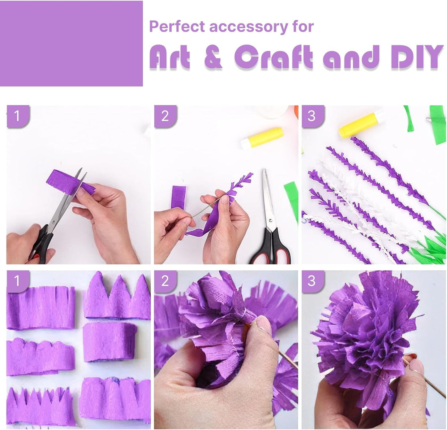 PartyWoo Pink and Purple Crepe Paper Streamers 4pcs 328ft Pack of Light Pastel Baby Pink and Purple Crepe Paper Streamers for Birthday Gender Reveal Baby Shower Princess Butterfly Party Decorations