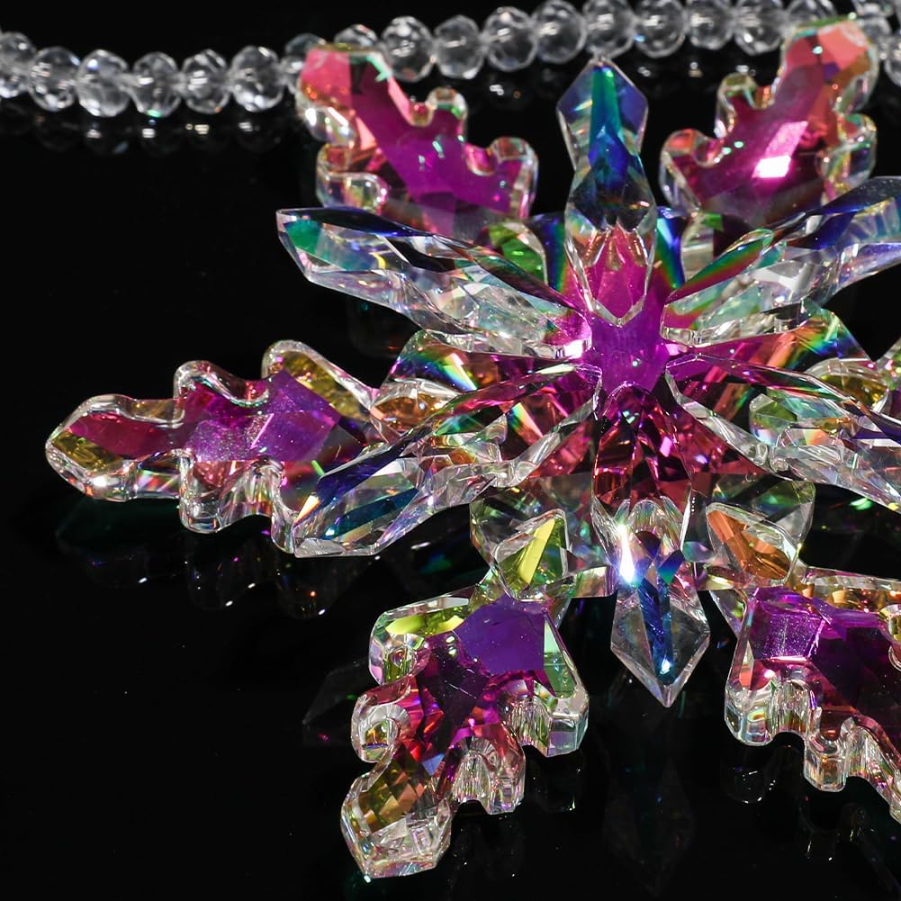 2024 Christmas Ornament Crystal Snowflake Ornaments Annual Edition Christmas Tree Ornament Home Gifts(2024-Fantasy Color)